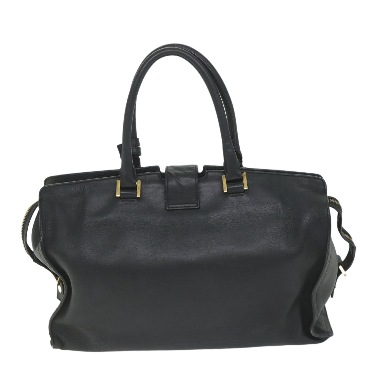 SAINT LAURENT Hand Bag Leather Black Auth bs9439 - 0