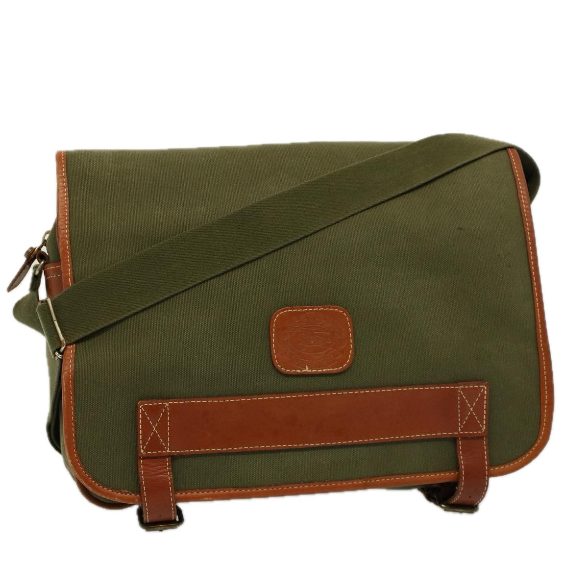 Burberrys Shoulder Bag Canvas Khaki Auth bs9442