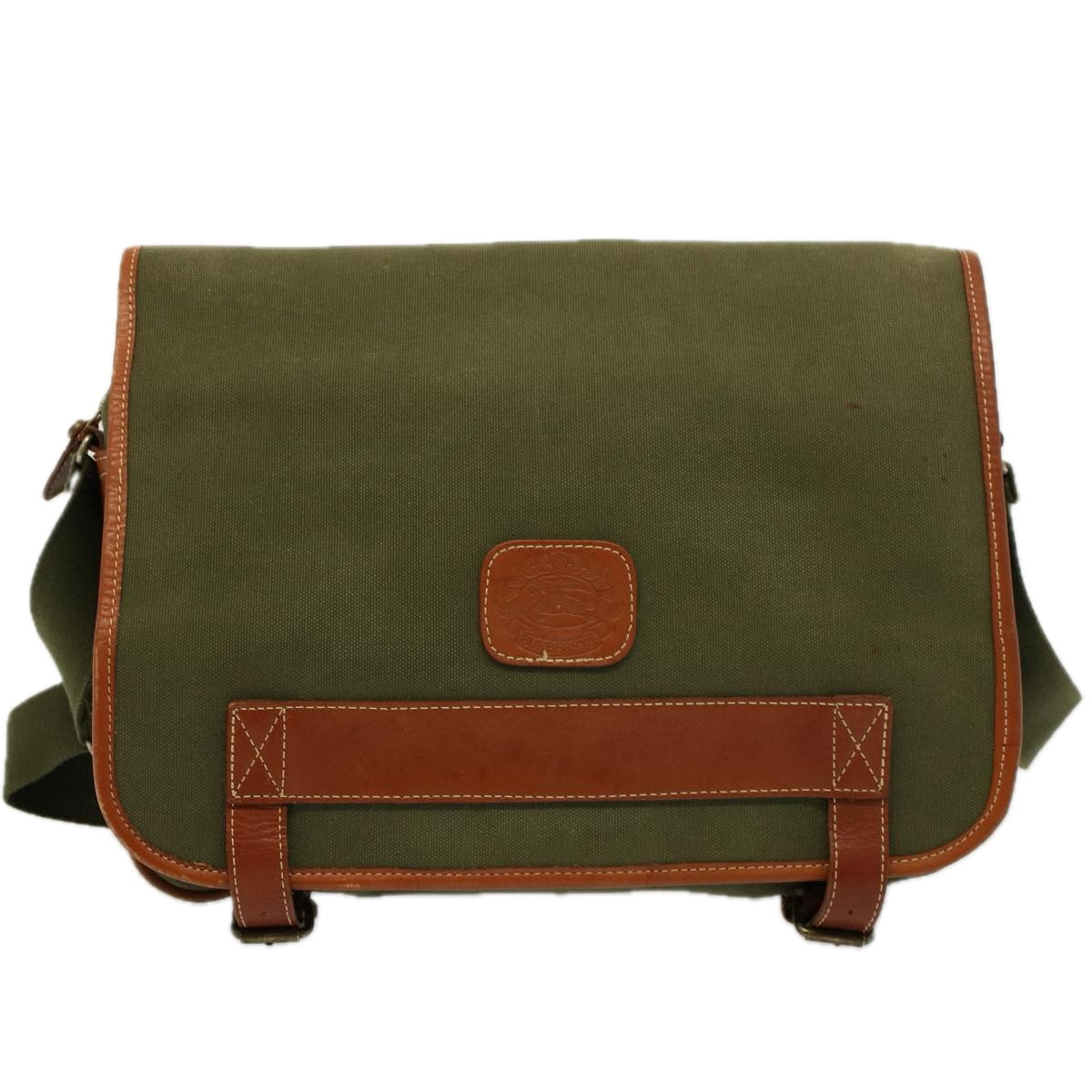 Burberrys Shoulder Bag Canvas Khaki Auth bs9442 - 0