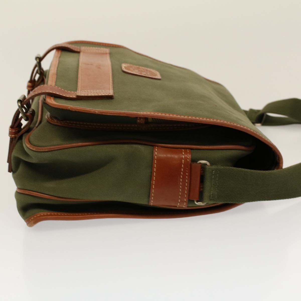 Burberrys Shoulder Bag Canvas Khaki Auth bs9442