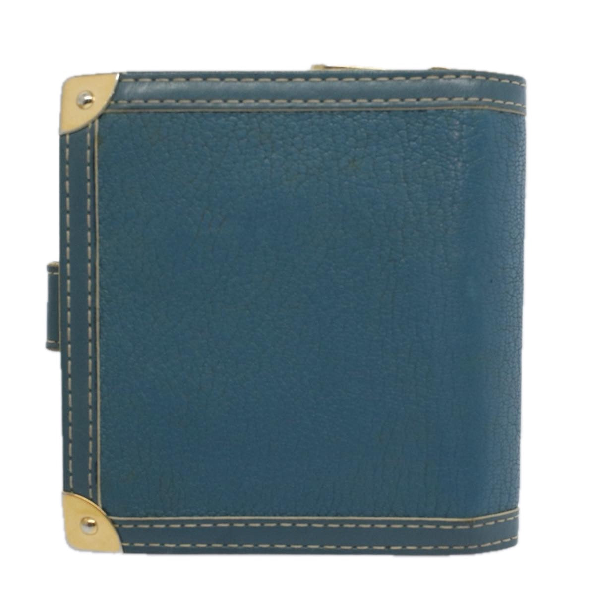 LOUIS VUITTON Suhari Compact Zip Wallet Leather Blue M91829 LV Auth bs9476 - 0