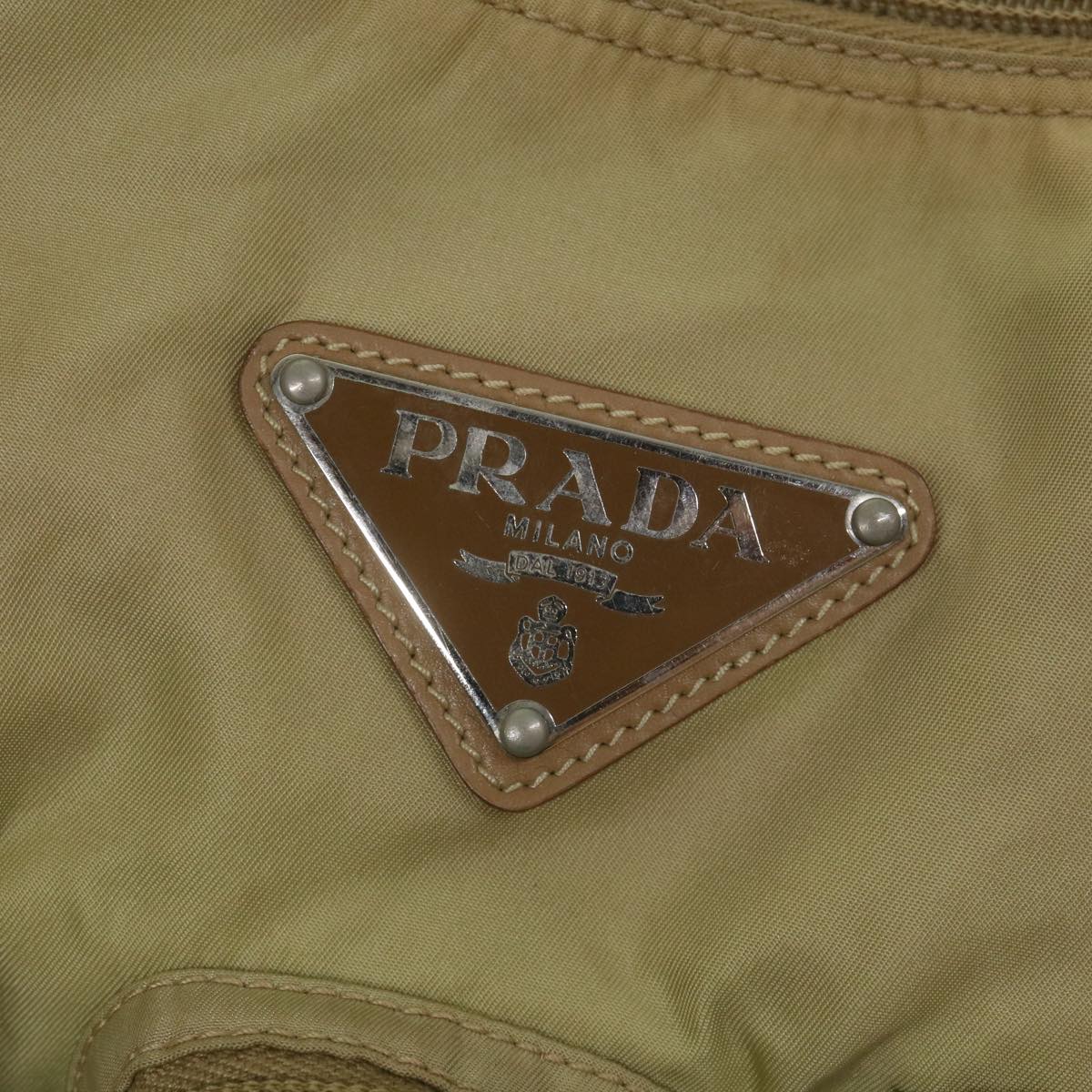 PRADA Shoulder Bag Nylon Beige Auth bs9484