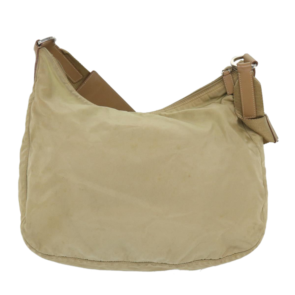 PRADA Shoulder Bag Nylon Beige Auth bs9484