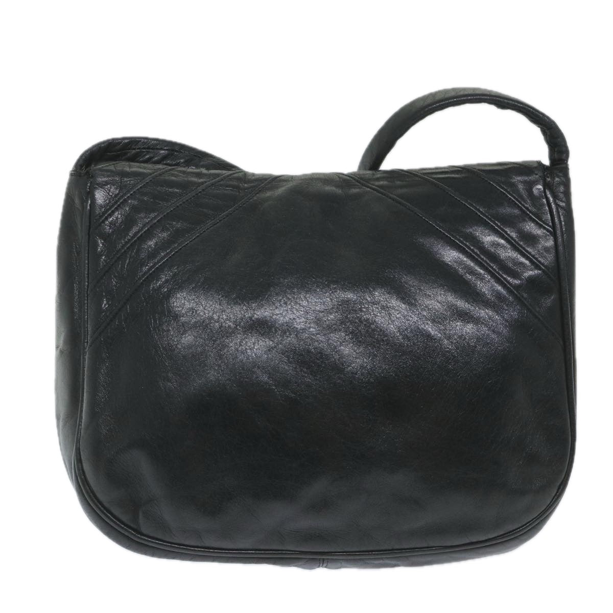 BALLY Shoulder Bag Leather Black Auth bs9505 - 0
