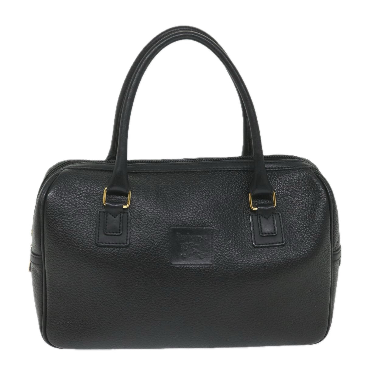 Burberrys Hand Bag Leather Black Auth bs9531