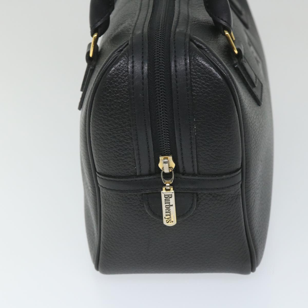 Burberrys Hand Bag Leather Black Auth bs9531