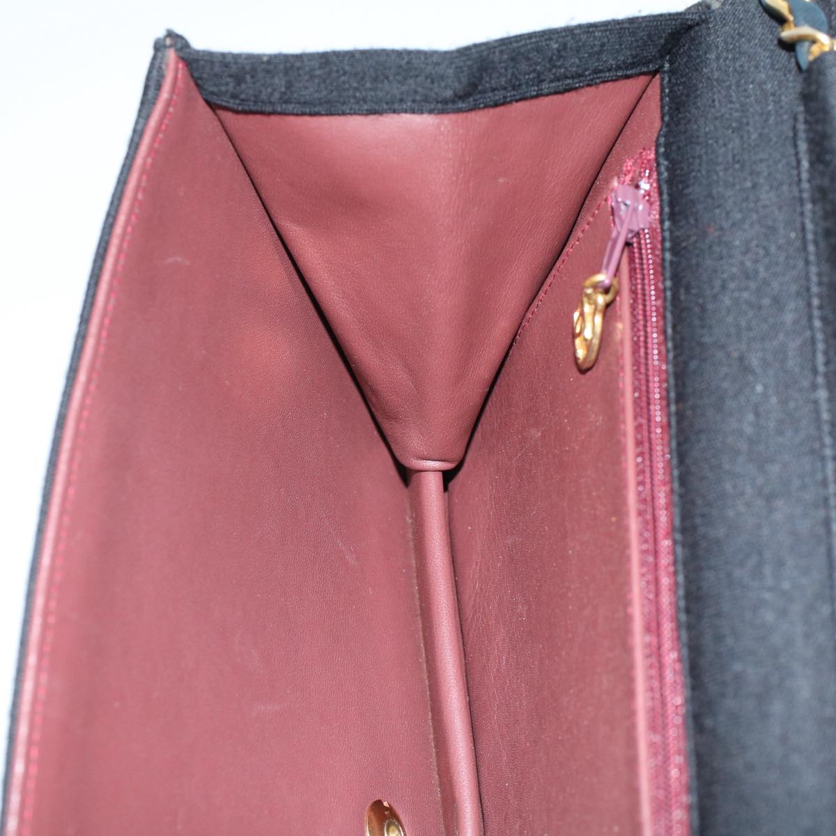 CHANEL Matelasse Chain Shoulder Bag cotton Black CC Auth bs9553