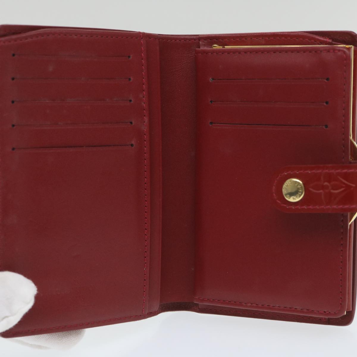 LOUIS VUITTON Vernis Portefeuille Viennois Bifold Wallet Red M93528 Auth bs9561
