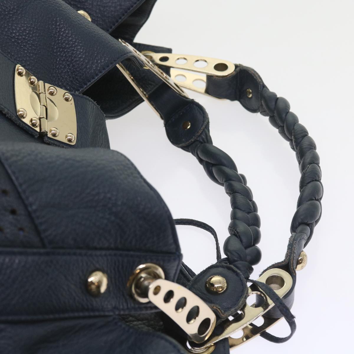 Miu Miu Shoulder Bag Leather Navy Auth bs9572