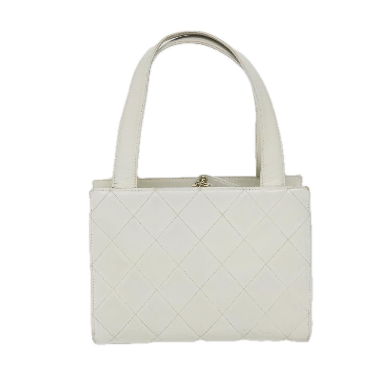 CHANEL Wild Stitch Tote Bag Leather White CC Auth bs9577 - 0
