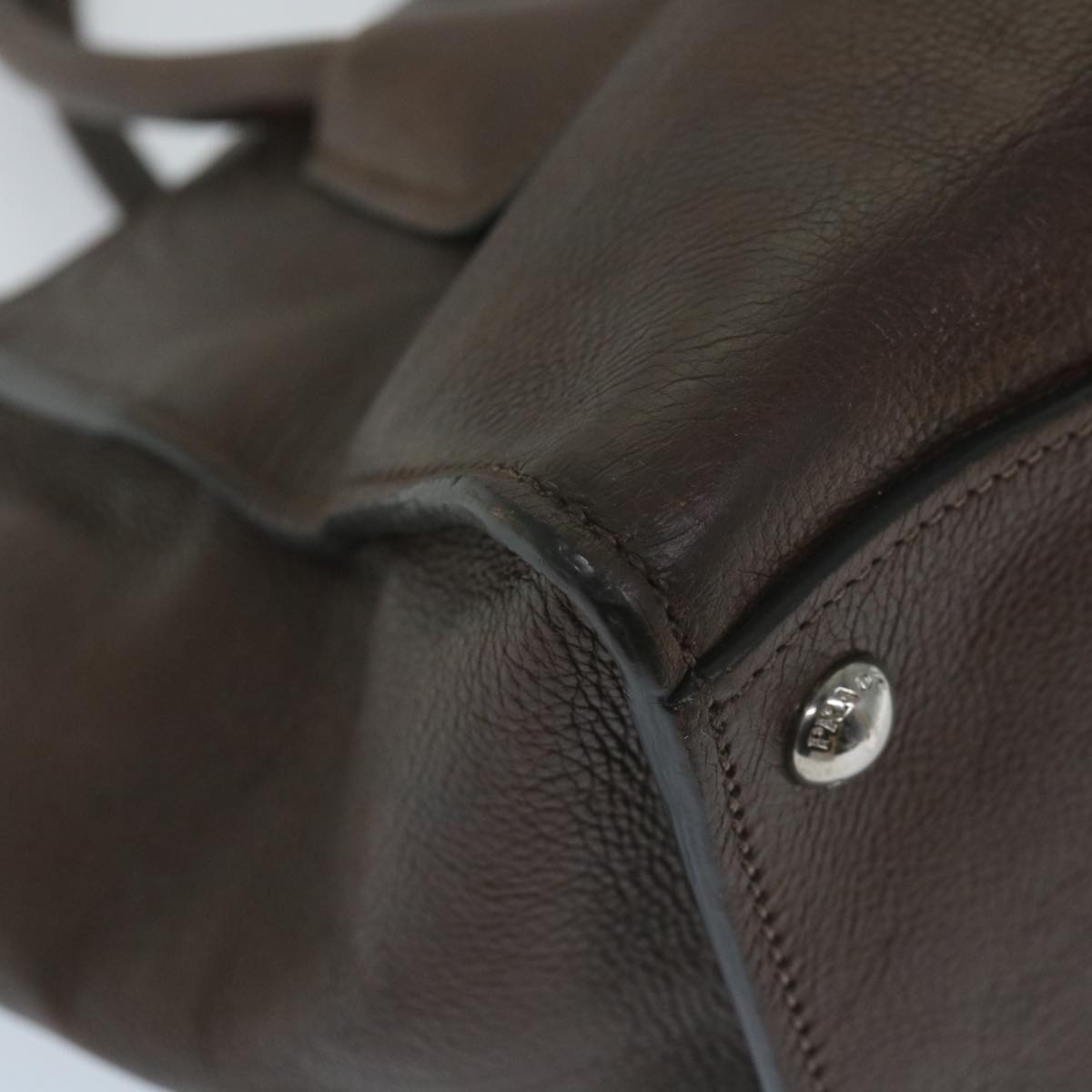 PRADA Tote Bag Leather Brown Auth bs9610