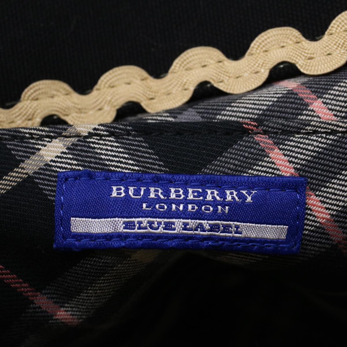 BURBERRY Blue Label Tote Bag Canvas Black Beige Auth bs9626