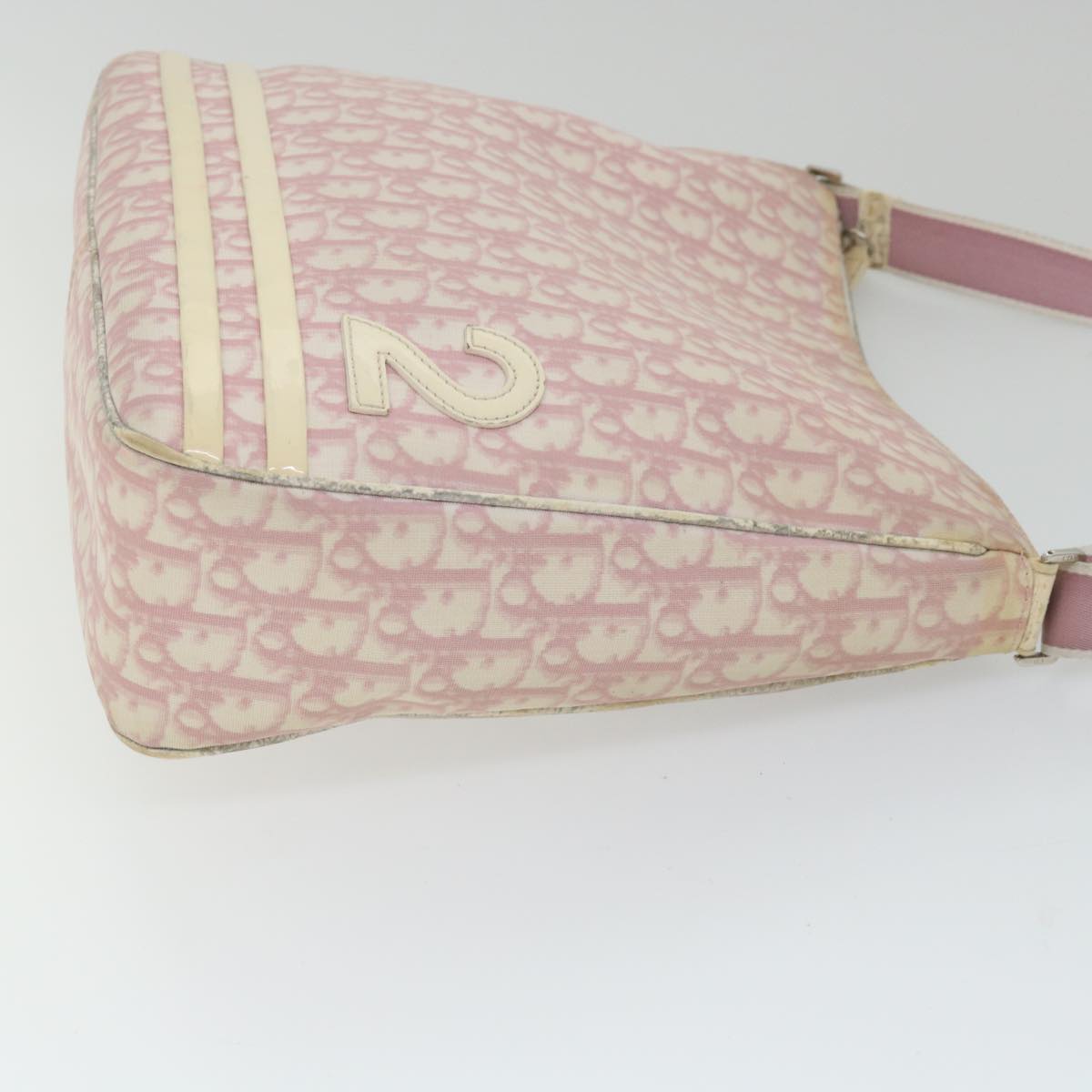 Christian Dior Trotter Canvas Shoulder Bag Coated Canvas Pink Auth bs9667