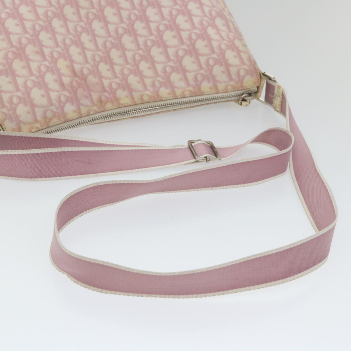 Christian Dior Trotter Canvas Shoulder Bag Coated Canvas Pink Auth bs9667