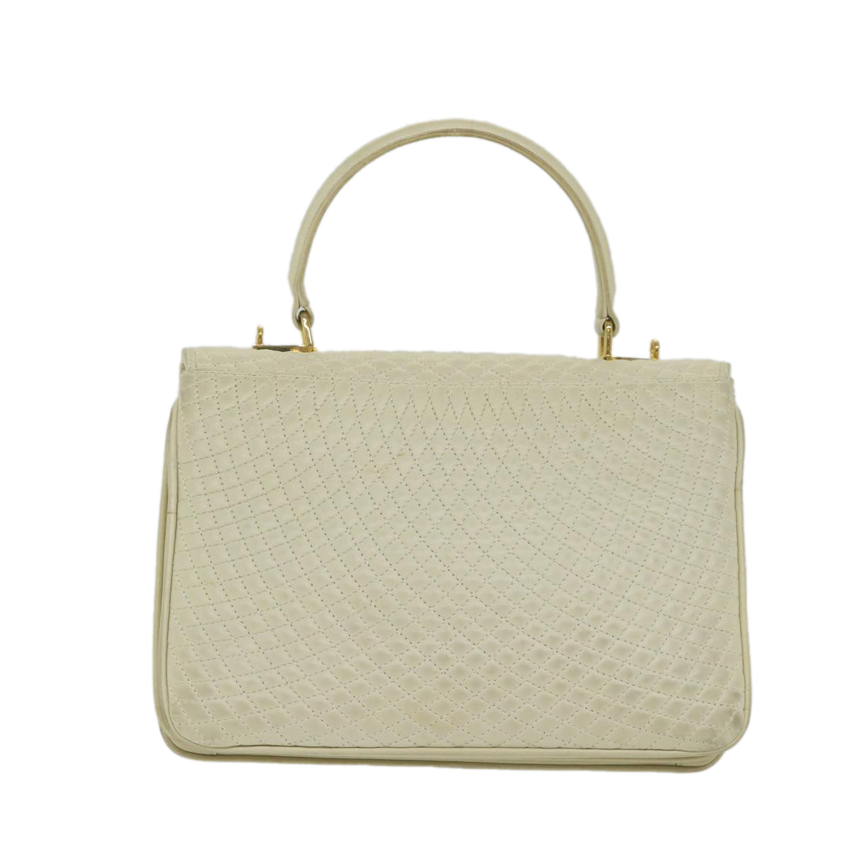 BALLY Quilted Hand Bag Leather Beige Auth bs9678 - 0