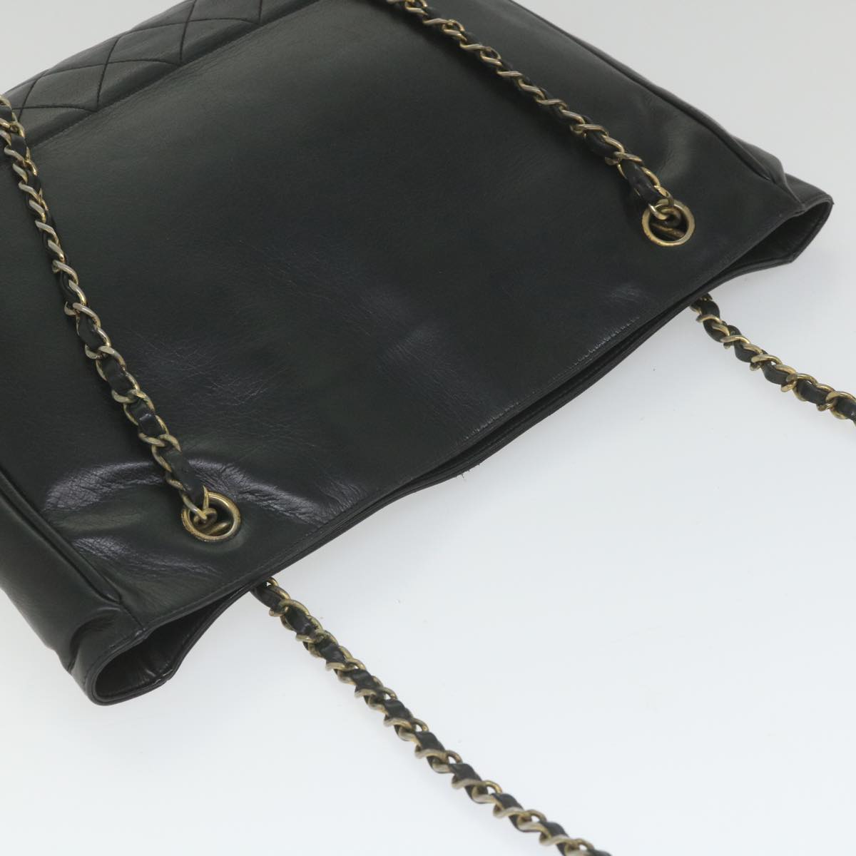 CHANEL Chain Shoulder Bag Leather Black CC Auth bs9681