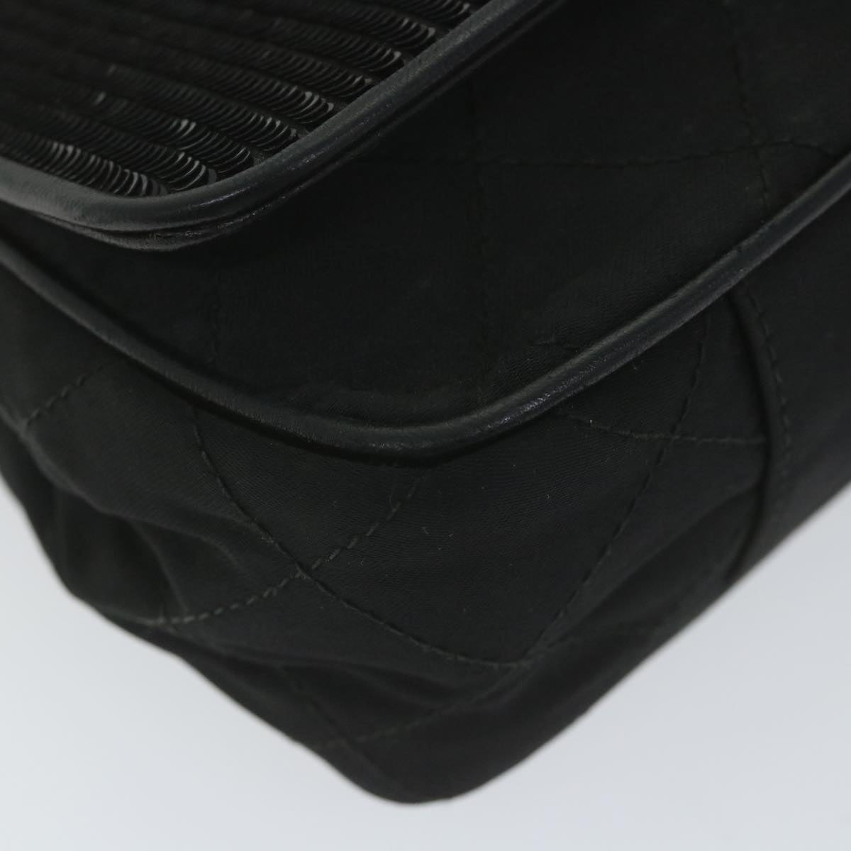 CHANEL Sequin Chain Shoulder Bag Nylon Black CC Auth bs9682