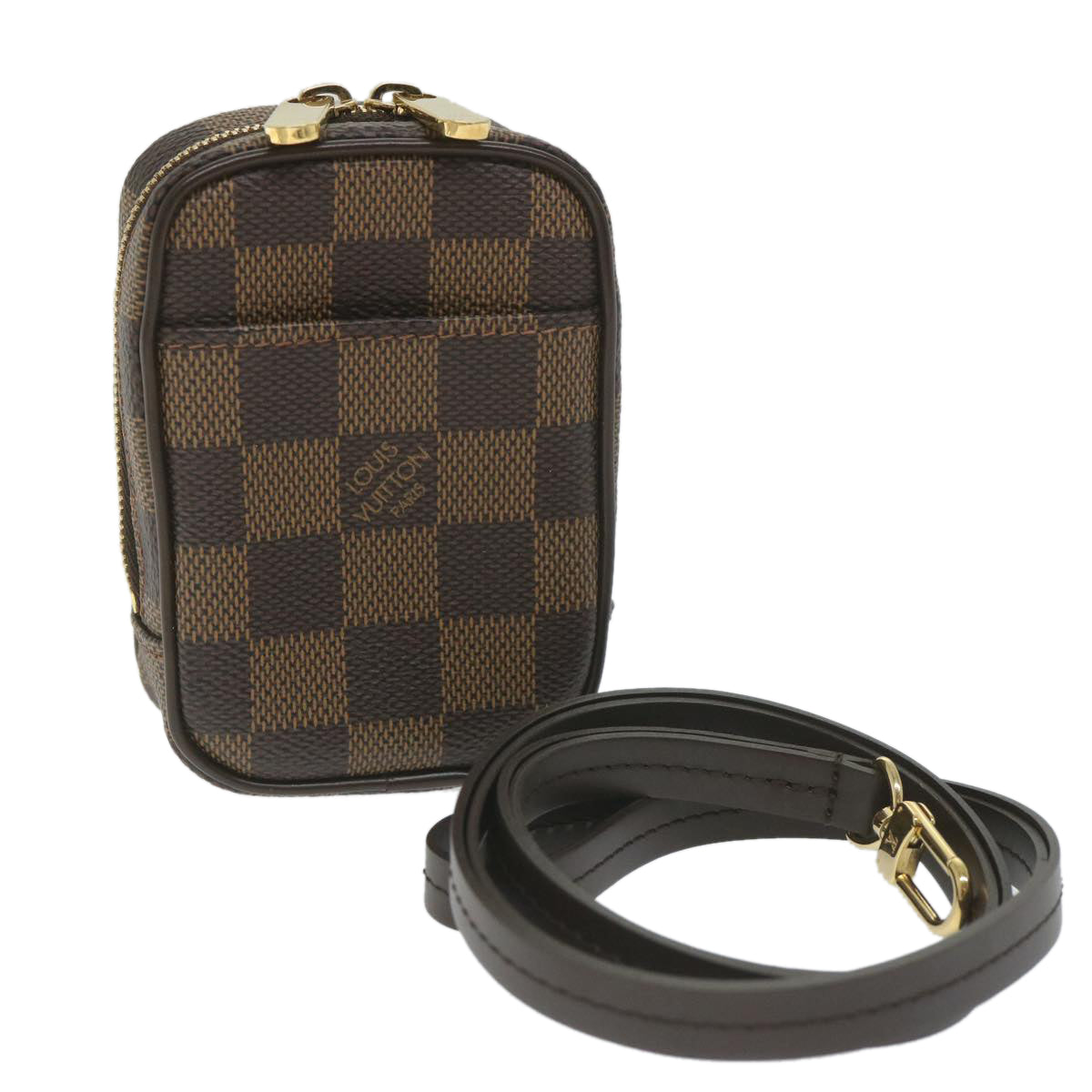 LOUIS VUITTON Damier Ebene Etui Okapi PM Pouch N61738 LV Auth bs9699