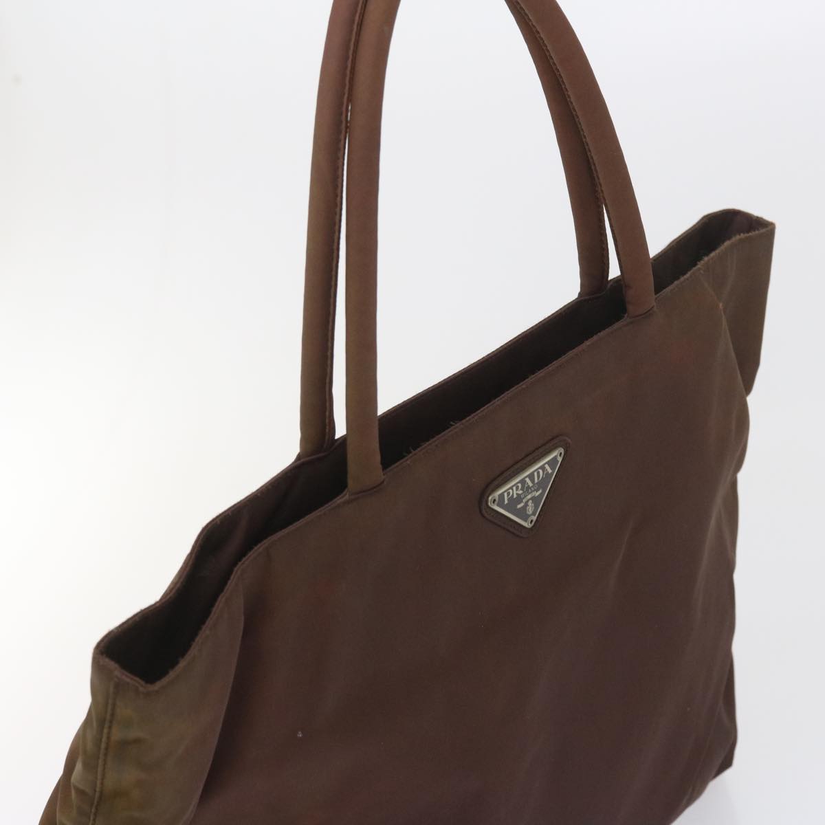 PRADA Hand Bag Nylon Brown Auth bs9704