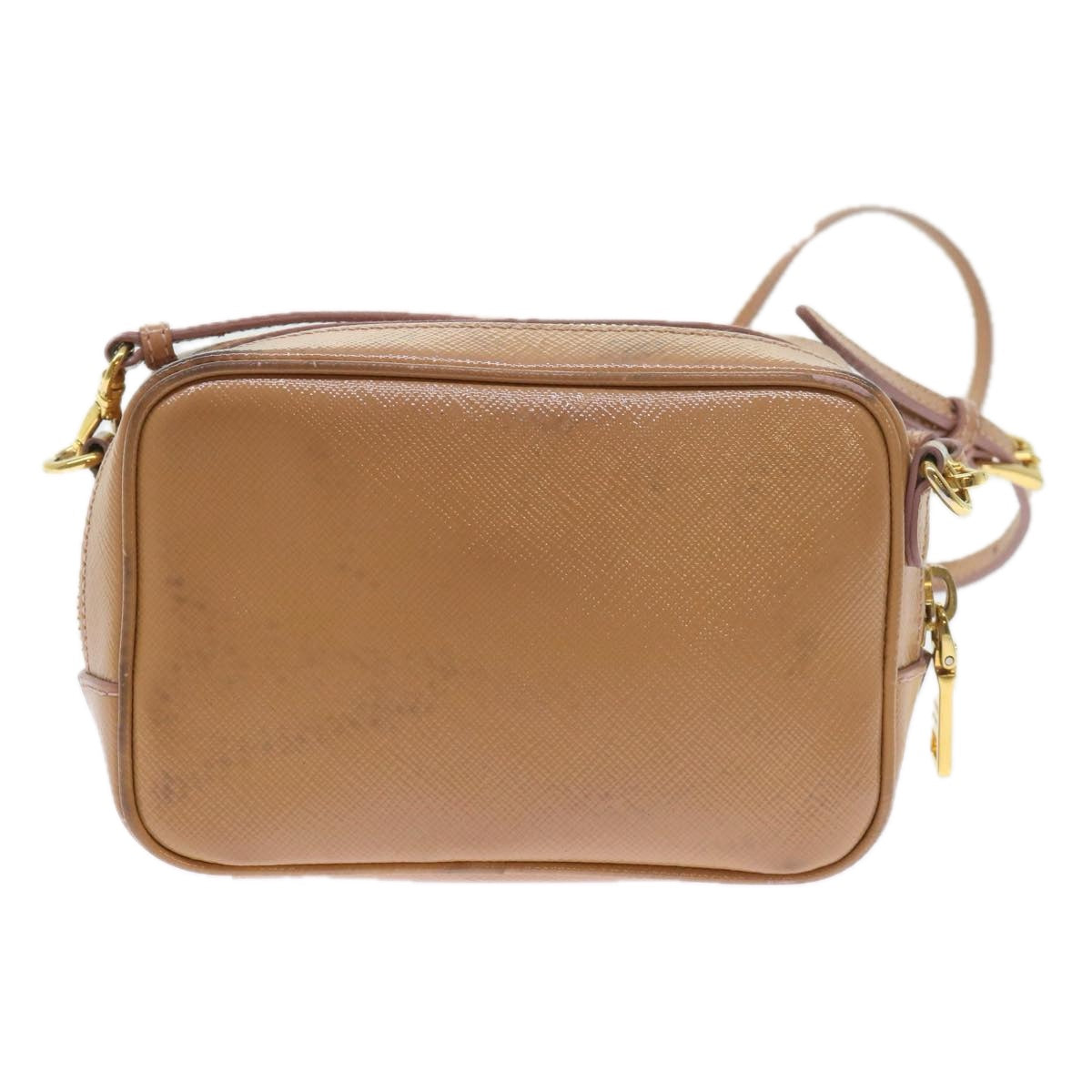 PRADA Shoulder Pouch Safiano leather Beige Auth bs9707 - 0