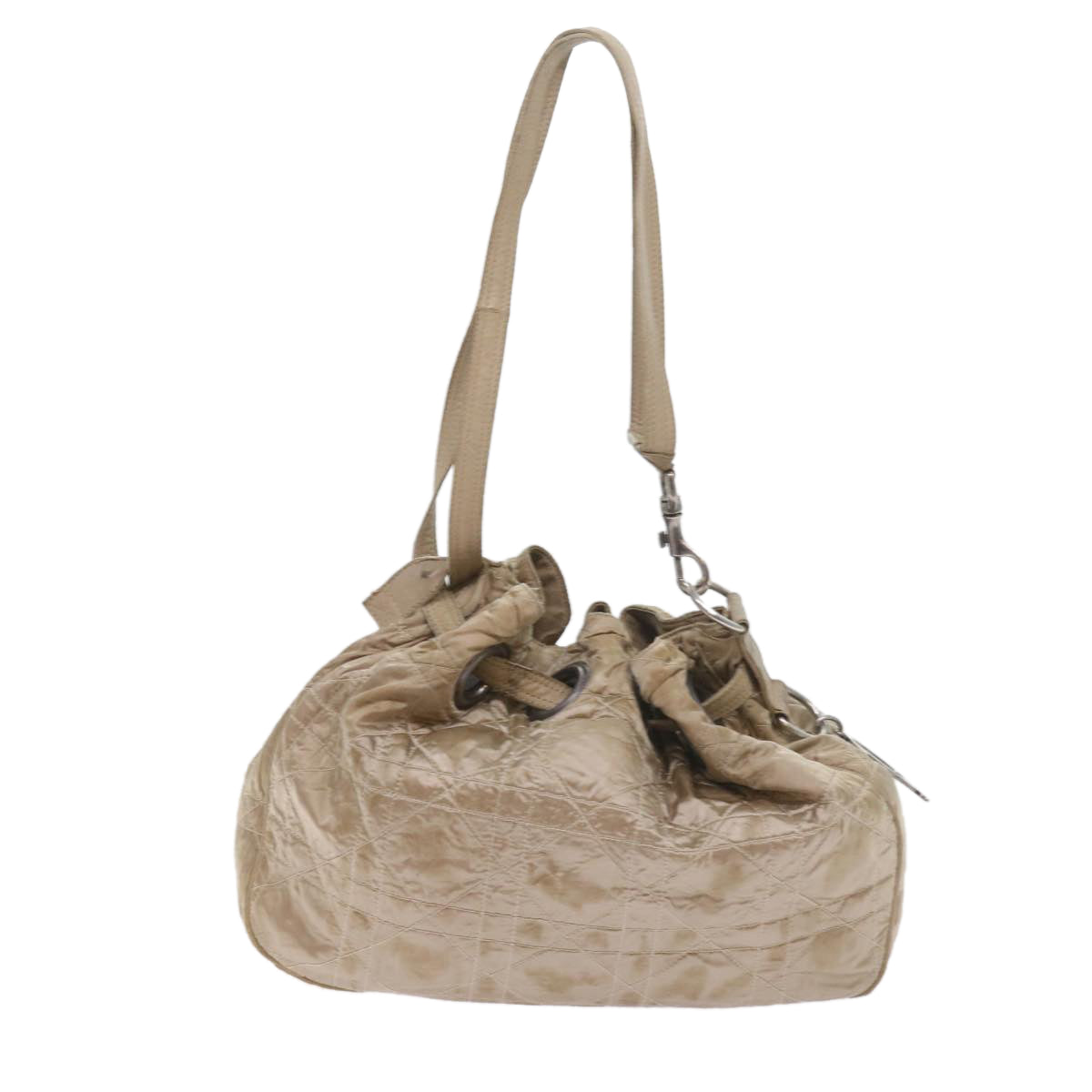 Christian Dior Canage Shoulder Bag Nylon Beige Auth bs9710