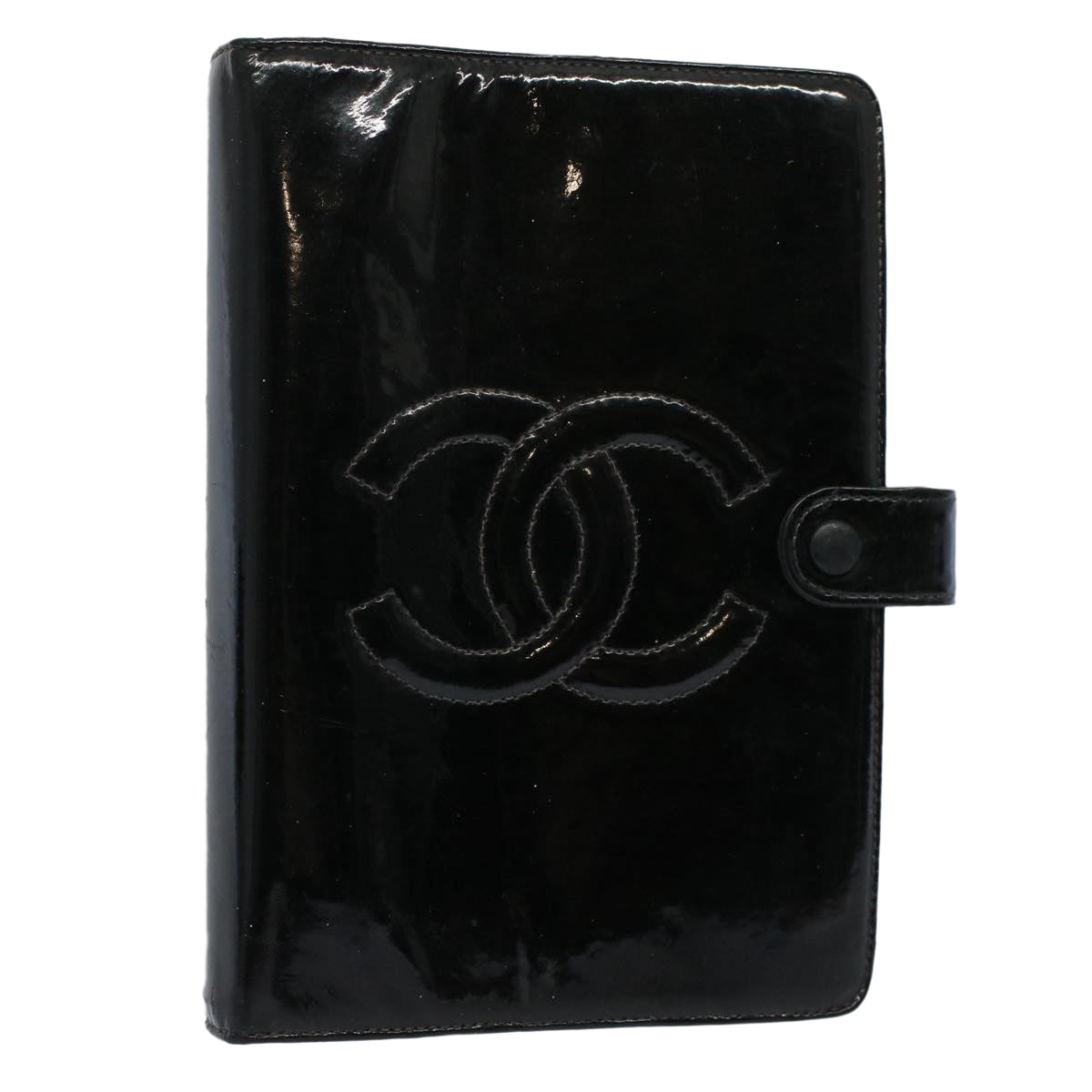 CHANEL Agenda Day Planner Cover Patent leather Black CC Auth bs9755