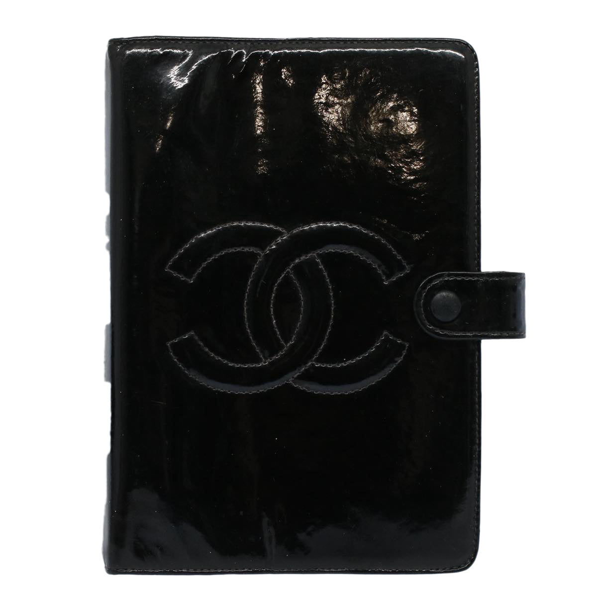 CHANEL Agenda Day Planner Cover Patent leather Black CC Auth bs9755