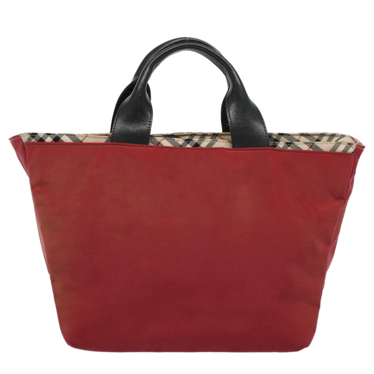 BURBERRY Nova Check Blue Label Tote Bag Nylon Red Auth bs9767 - 0