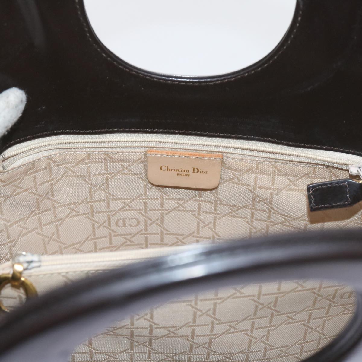 Christian Dior Canage Hand Bag Nylon Khaki Auth bs9789