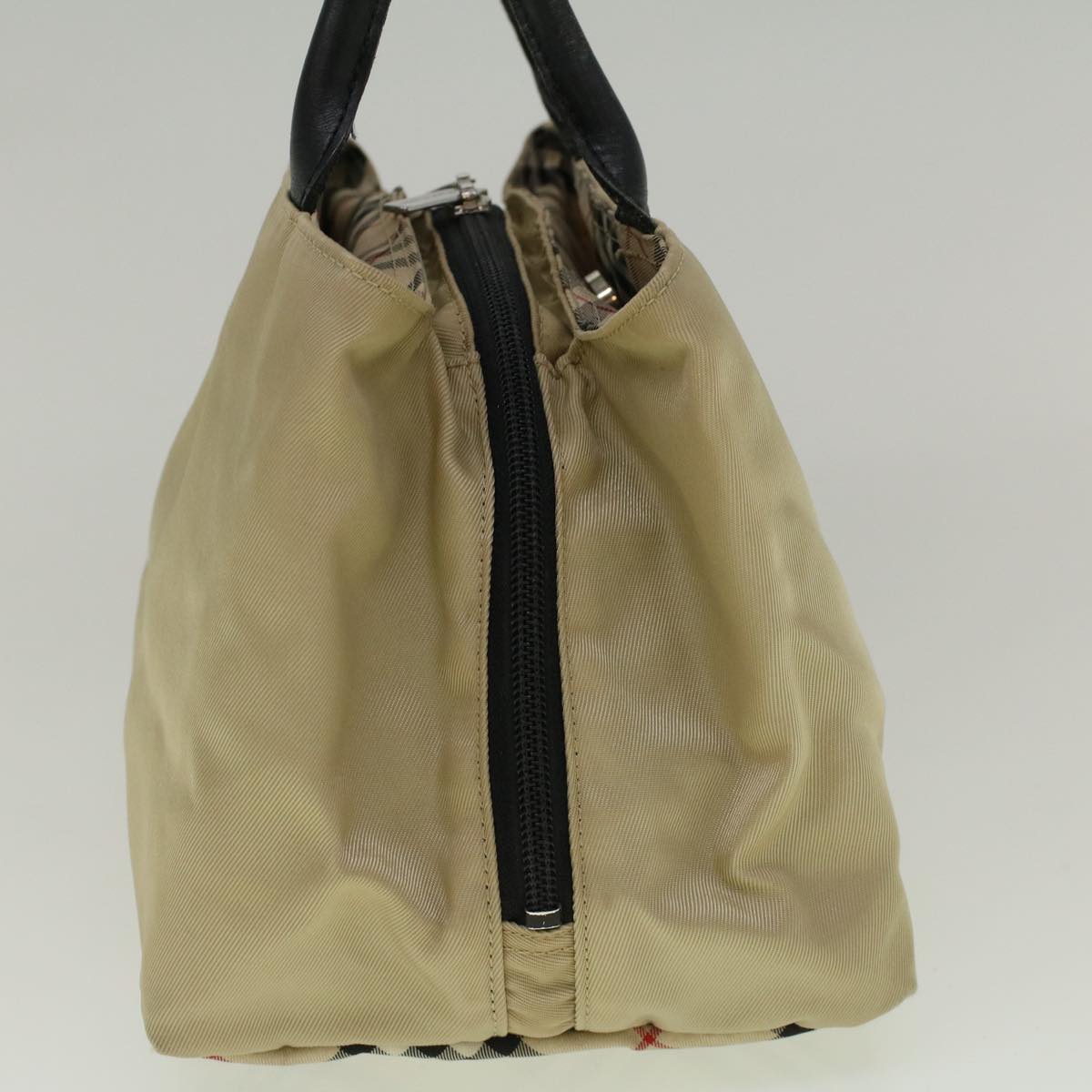 BURBERRY Nova Check Hand Bag Nylon Beige Auth bs9792