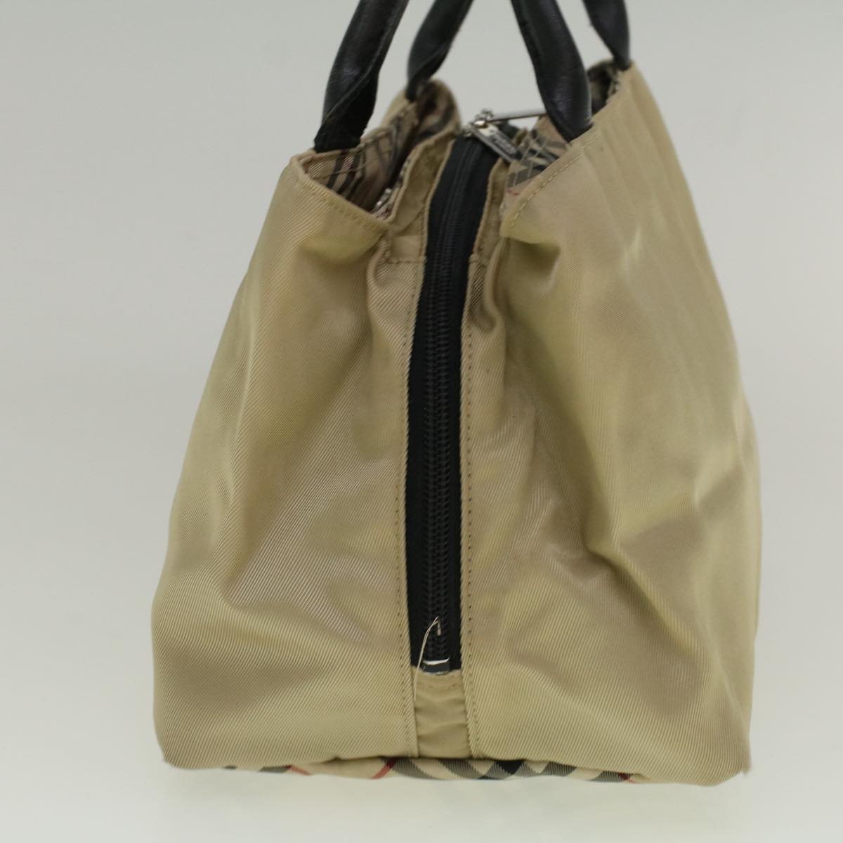 BURBERRY Nova Check Hand Bag Nylon Beige Auth bs9792