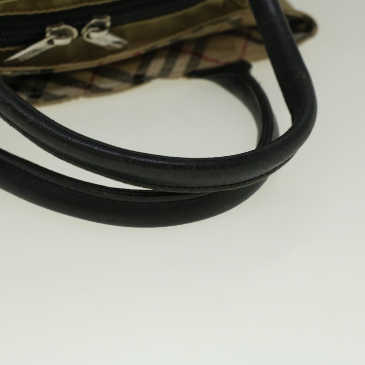 BURBERRY Nova Check Hand Bag Nylon Beige Auth bs9792