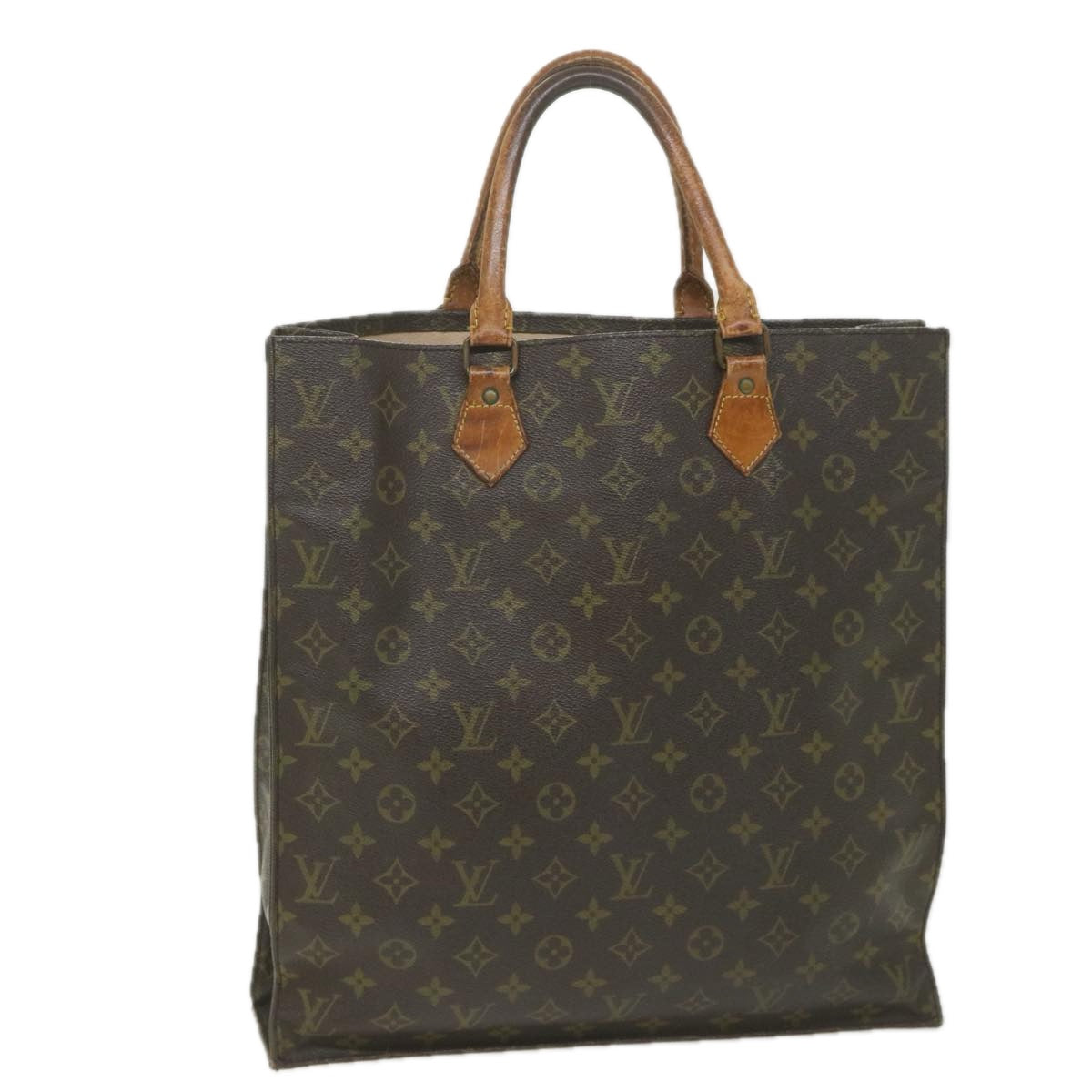 LOUIS VUITTON Monogram Sac Plat Hand Bag M51140 LV Auth bs9802