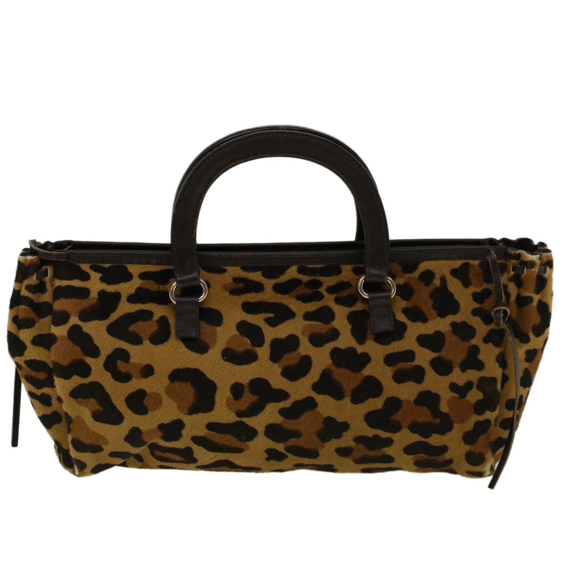 PRADA Leopard Shoulder Bag Harako leather Brown Auth bs9804