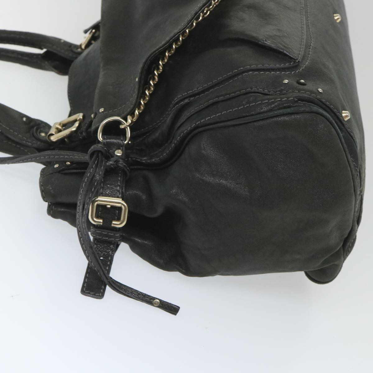 Chloe Shoulder Bag Leather Black Auth bs9806