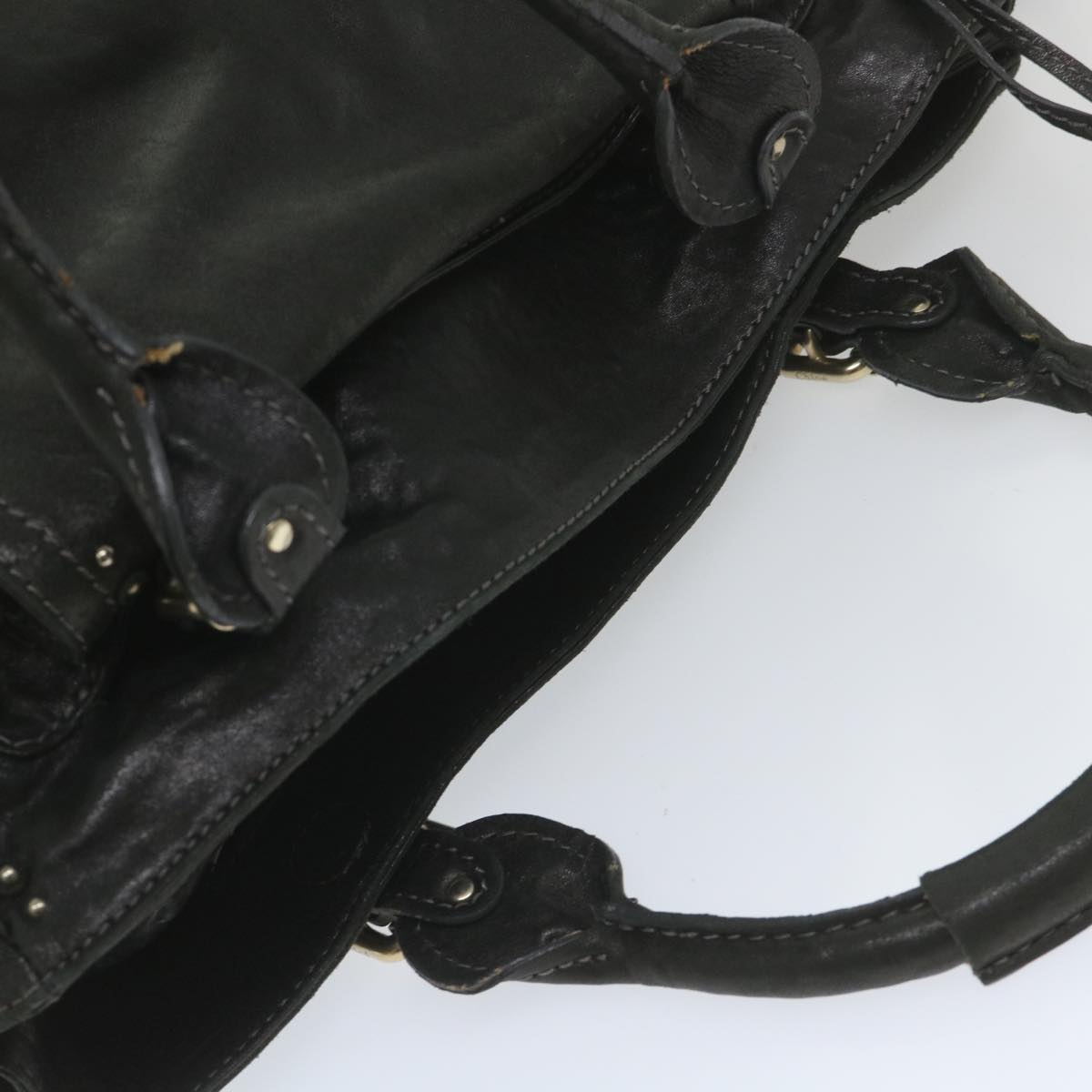 Chloe Shoulder Bag Leather Black Auth bs9806