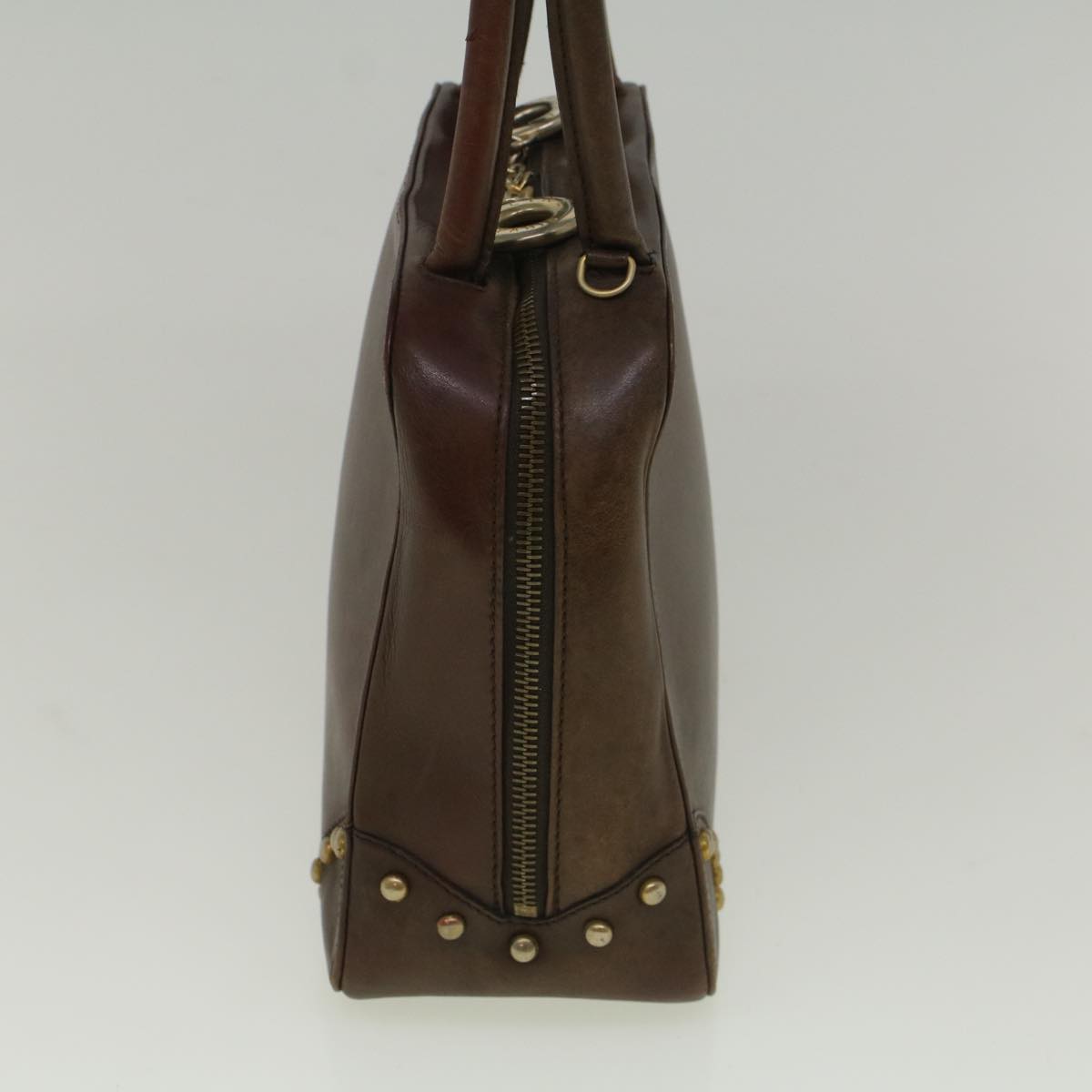 CELINE Hand Bag Leather Brown Auth bs9808
