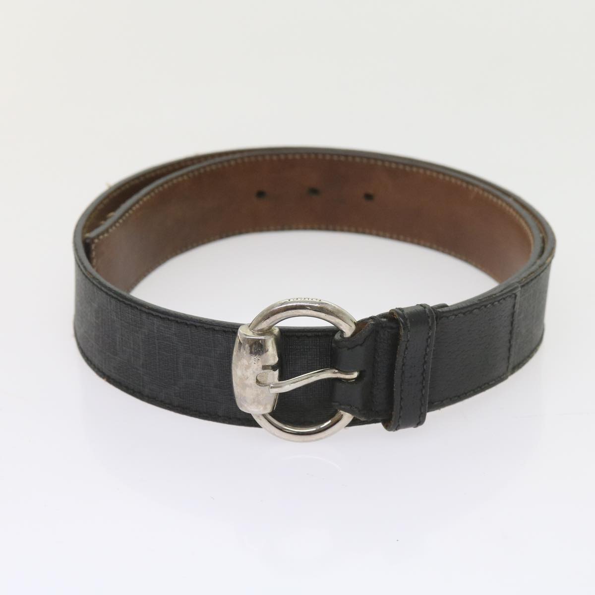 GUCCI GG Canvas Belt Leather 3Set Black Auth bs9814 - 0