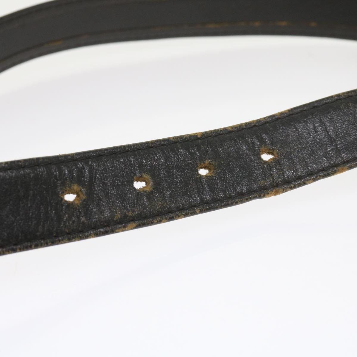 CELINE Horse Carriage Belt Leather 2Set Black Auth bs9815