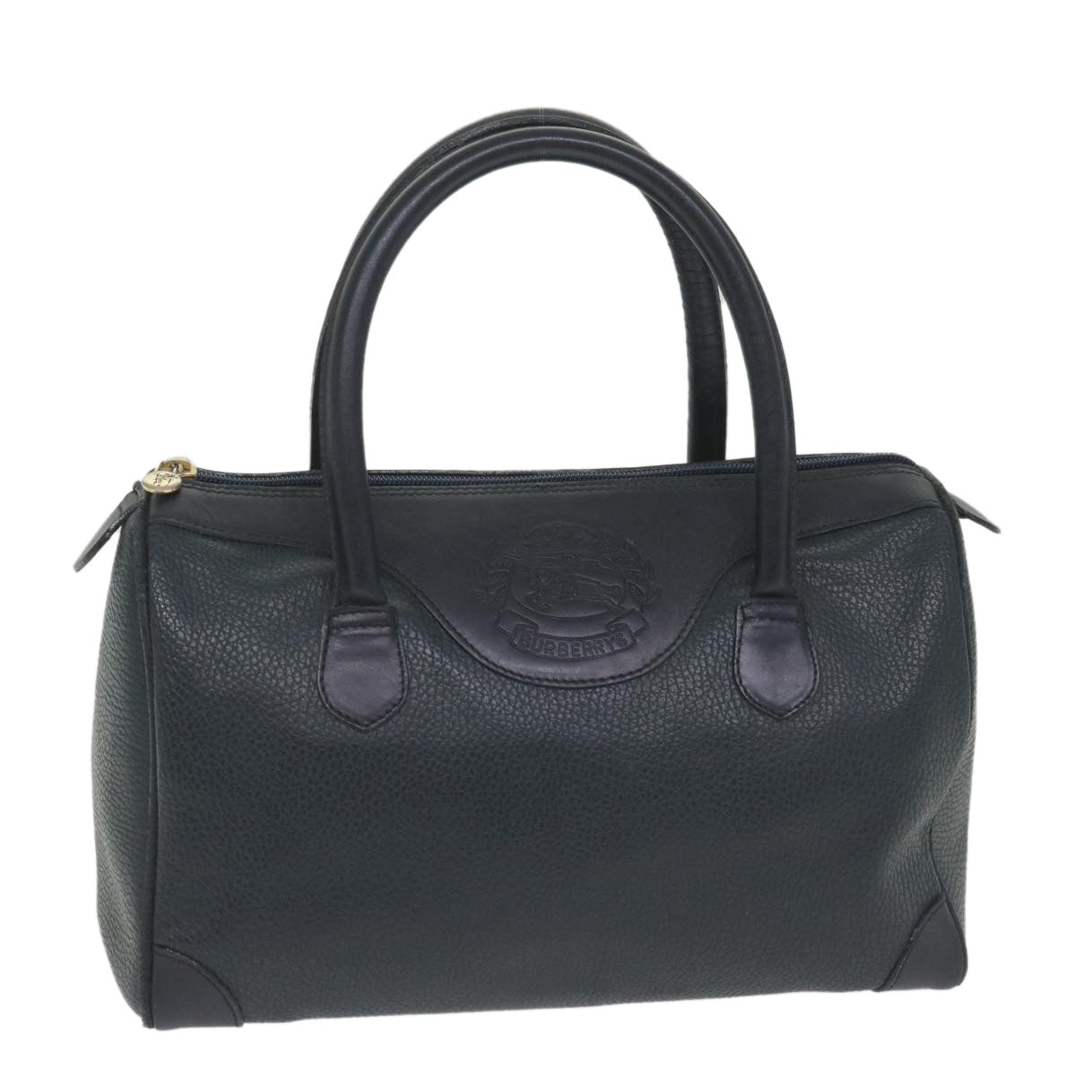 Burberrys Boston Bag Leather Navy Auth bs9816