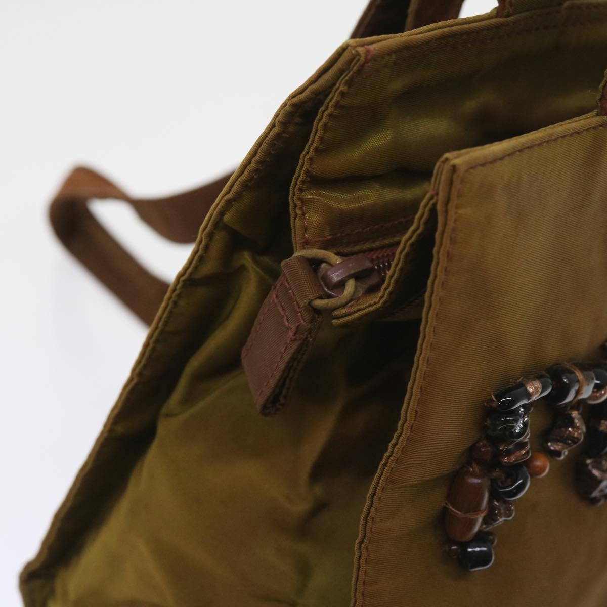 PRADA Shoulder Bag Nylon Khaki Auth bs9829