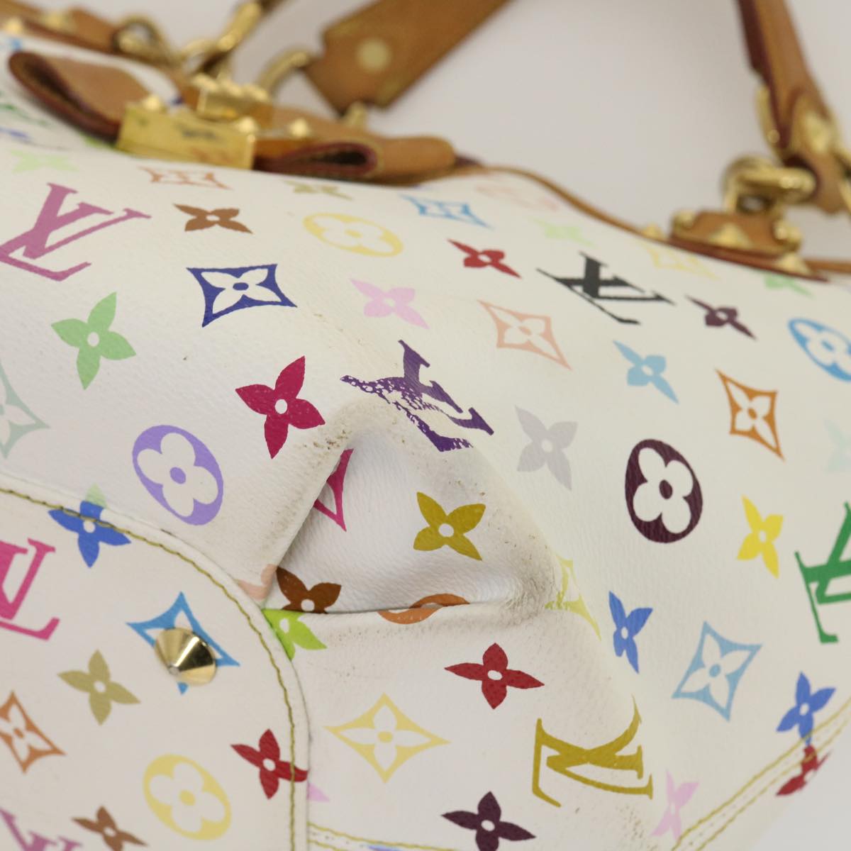 LOUIS VUITTON Monogram Multicolor Annie GM Tote Bag White M40303 LV Auth bs983