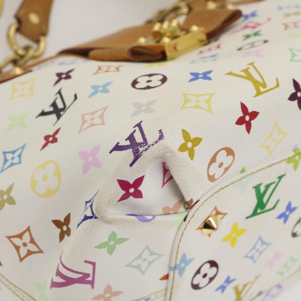 LOUIS VUITTON Monogram Multicolor Annie GM Tote Bag White M40303 LV Auth bs983