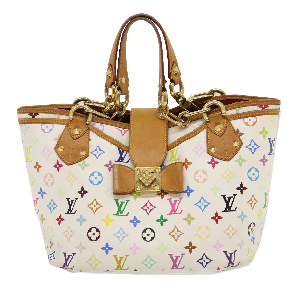 LOUIS VUITTON Monogram Multicolor Annie GM Tote Bag White M40303 LV Auth bs983