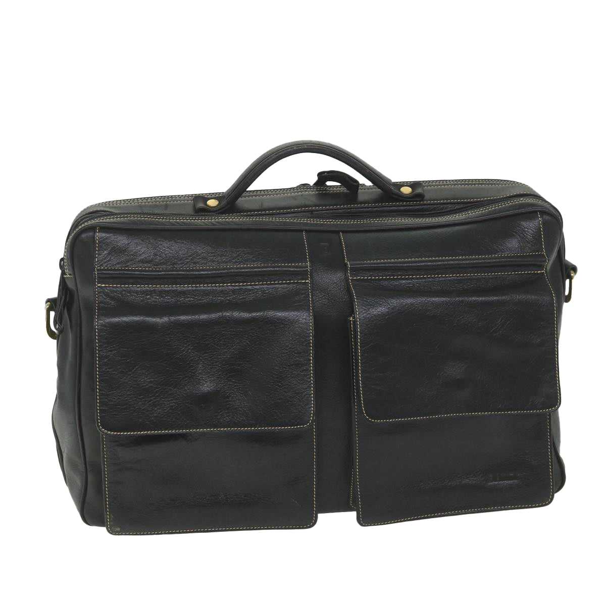 BALLY Business Bag Leather Black Auth bs9840