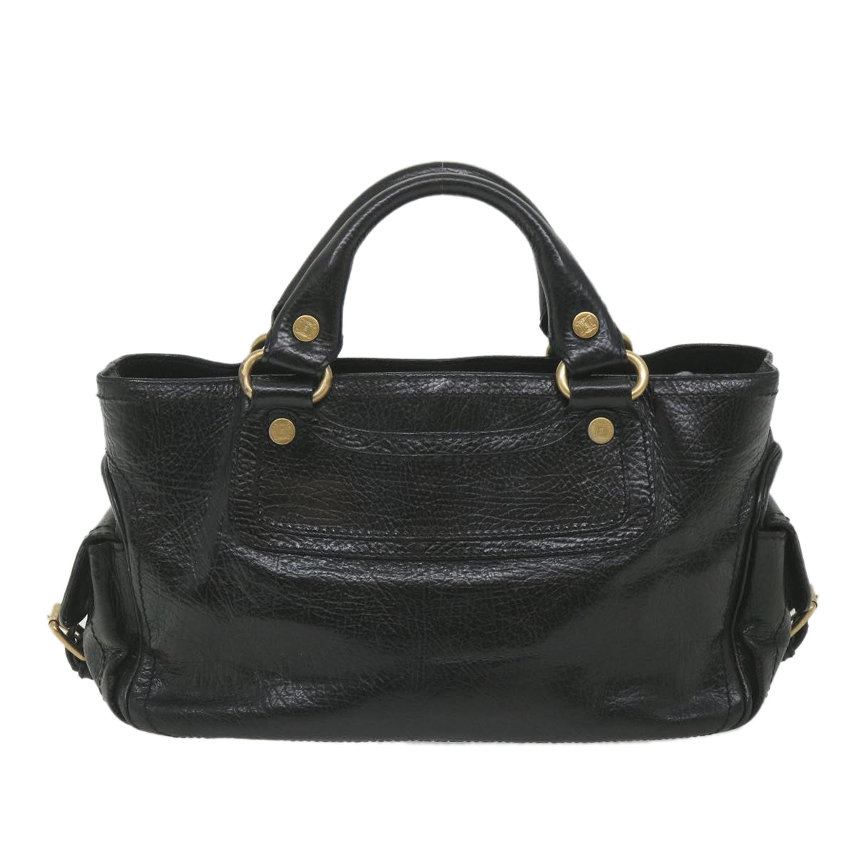CELINE Hand Bag Leather Black Auth bs9854 - 0