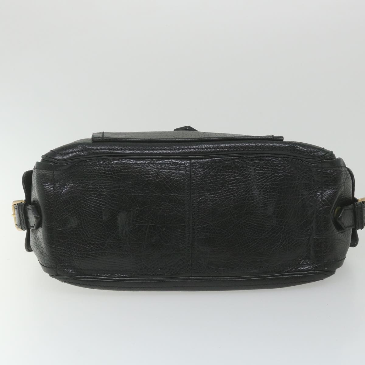 CELINE Hand Bag Leather Black Auth bs9854
