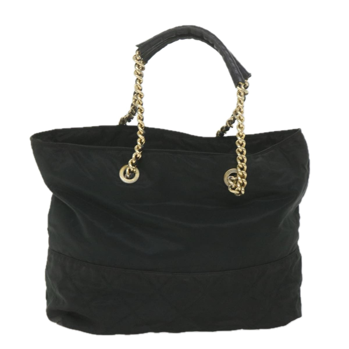 PRADA Chain Tote Bag Nylon Black Auth bs9859 - 0