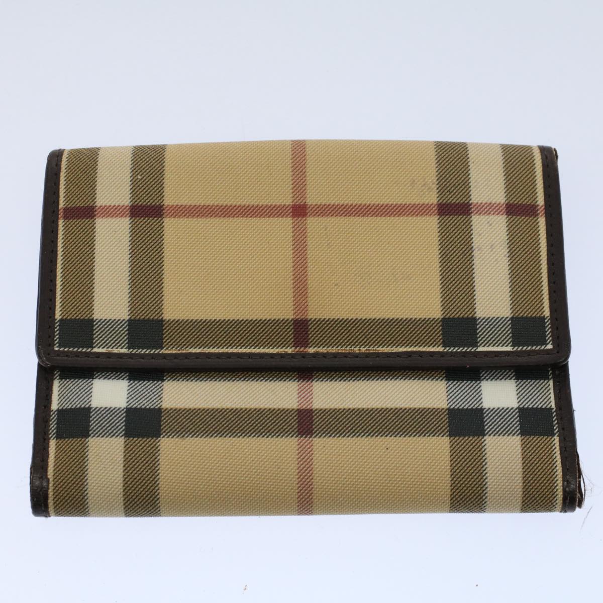 BURBERRY Nova Check Blue Label Wallet Nylon 4Set Beige Black Auth bs9887