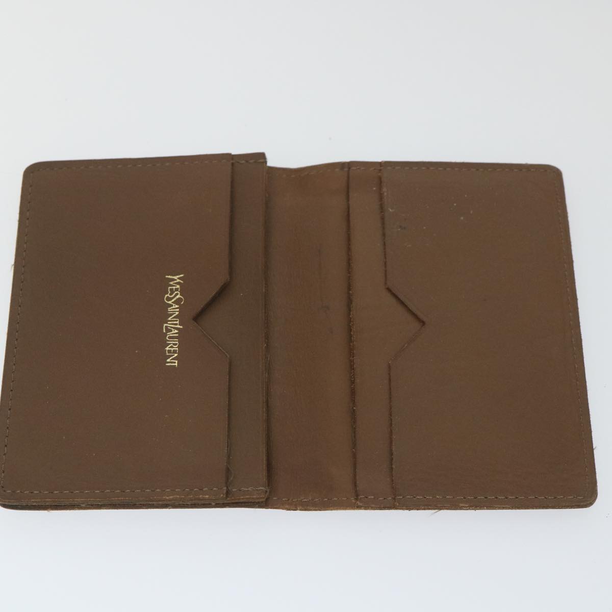 SAINT LAURENT Card Case Leather 4Set Black Brown Auth bs9888